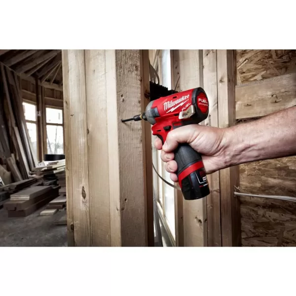 Milwaukee M12 FUEL 12-Volt Lithium-Ion Brushless Cordless 4-in-1 Installation 3/8in. Drill Driver & SURGE Impact Driver Combo Kit