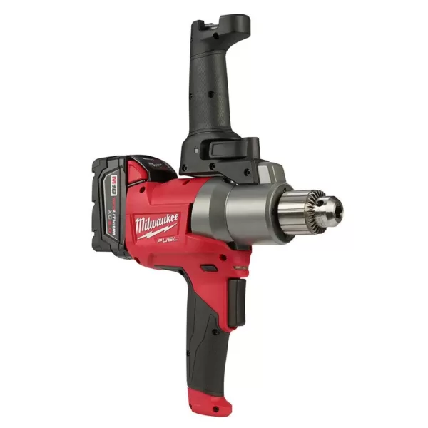 Milwaukee M18 FUEL 18-Volt Lithium-Ion Brushless Cordless 1/2 in. Mud Mixer Kit W/(2) 5.0Ah Batteries, Charger & Tool Bag