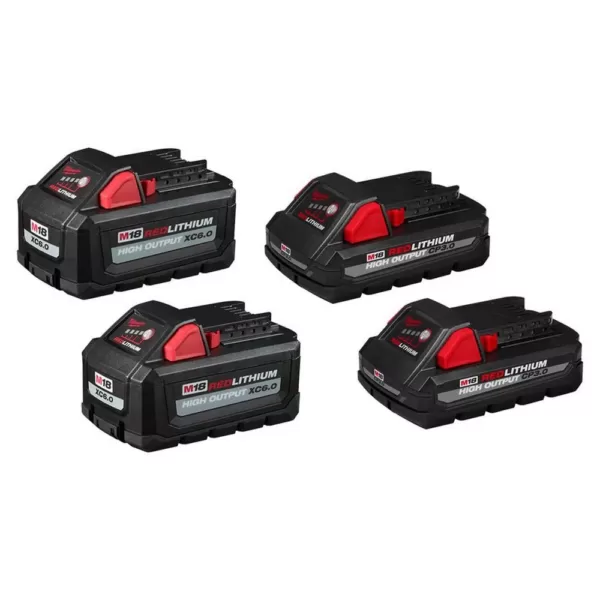 Milwaukee M18 18-Volt Lithium-Ion High Output 6.0Ah and 3.0Ah Battery Pack (4-Pack)