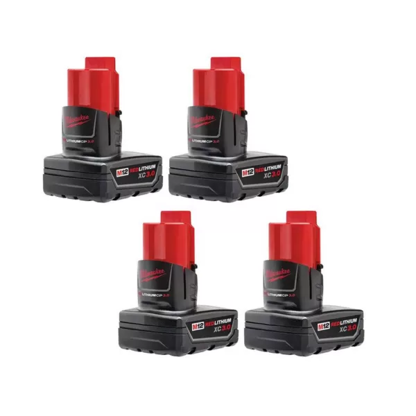 Milwaukee M12 12-Volt Lithium-Ion XC Extended Capacity 3.0 Ah Battery Pack (4-Pack)