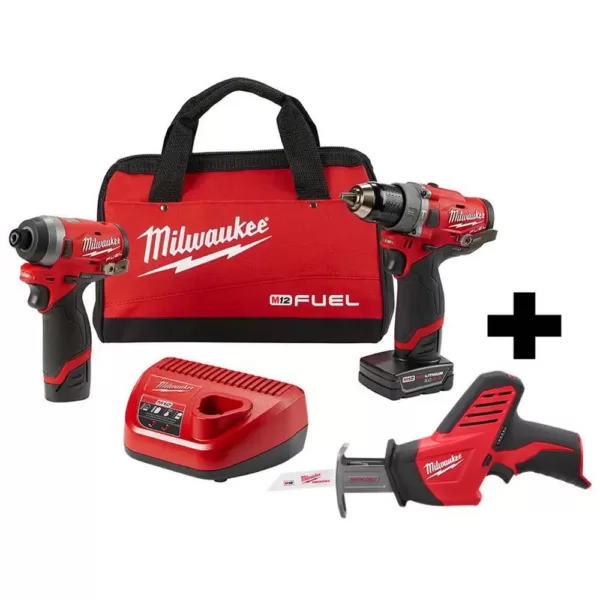 Milwaukee M12 FUEL 12-Volt Li-Ion Brushless Cordless Hammer Drill and Impact Driver Combo Kit (2-Tool)W/ Free M12 HACKZALL