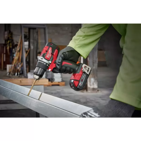 Milwaukee M18 18-Volt Lithium-Ion Brushless Cordless Compact Drill/Impact Combo Kit (2-Tool) W/ (2) 2.0Ah Batteries, Charger & Bag