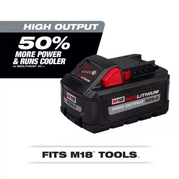 Milwaukee M18 FUEL 18-Volt Lithium-Ion Brushless Cordless Combo Kit (5-Tool) with Bonus XC 8.0Ah HIGH OUTPUT Battery