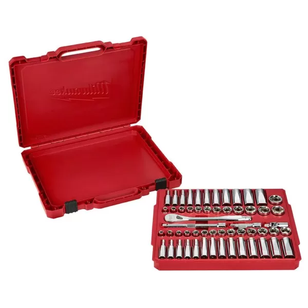 Milwaukee 3/8 in. Drive SAE/Metric Ratchet and Socket Mechanics Tool Set (56-Piece)