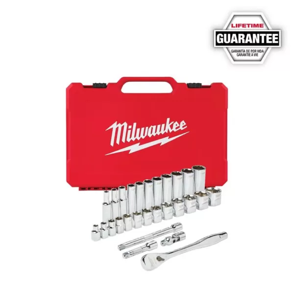 Milwaukee 3/8 in. Drive SAE Ratchet and Socket Mechanics Tool Set (28-Piece)