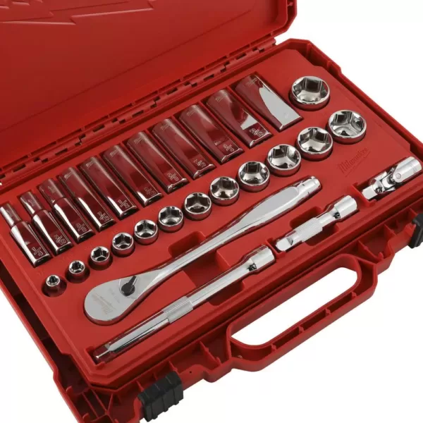 Milwaukee 3/8 in. Drive SAE Ratchet and Socket Mechanics Tool Set (28-Piece)