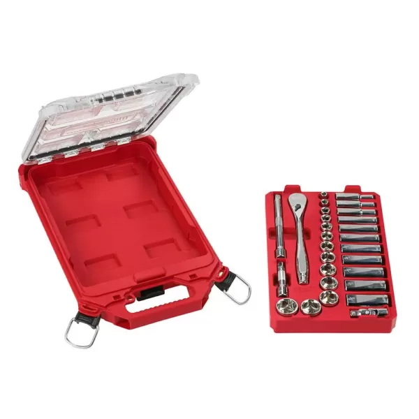 Milwaukee 3/8 in. Drive SAE Ratchet and Socket Mechanics Tool Set with Packout Case (28-Piece)