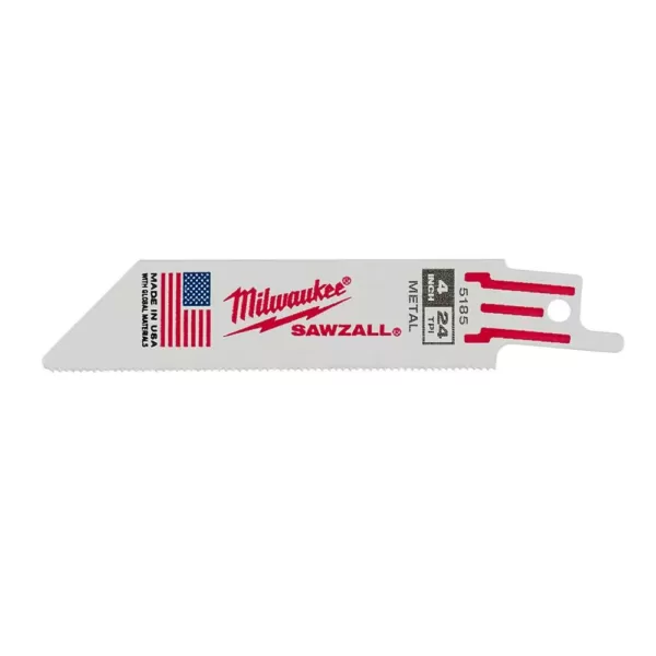 Milwaukee 4 in. 24 Teeth per in. Thin Metal Cutting SAWZALL Reciprocating Saw Blades(5 Pack)