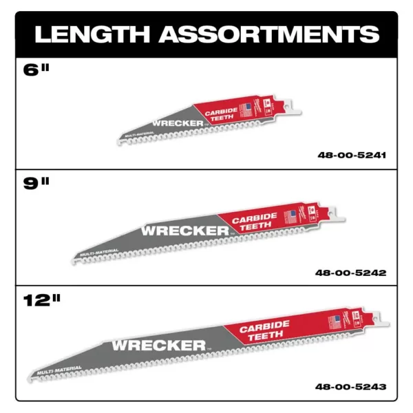 Milwaukee 9 in. 6 TPI WRECKER Carbide Teeth Multi-Material Cutting SAWZALL Reciprocating Saw Blade