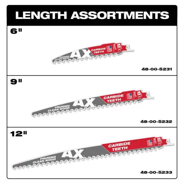 Milwaukee 6 in. 3 TPI Pruning Carbide Teeth Wood Cutting SAWZALL Reciprocating Saw Blade (3-Pack)