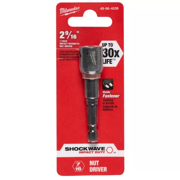 Milwaukee Shockwave 7/16 in. x 2-9/16 in. Steel Magnetic Nut Driver