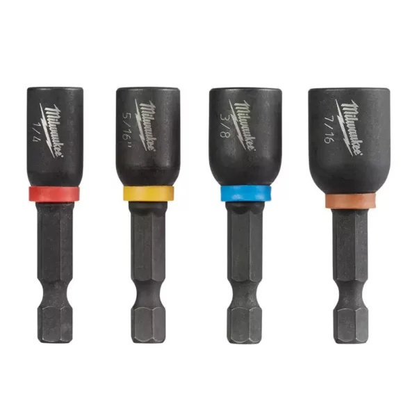 Milwaukee 1-7/8 in. Steel Shockwave Impact Duty Magnetic Nut Driver Set (4-Piece)