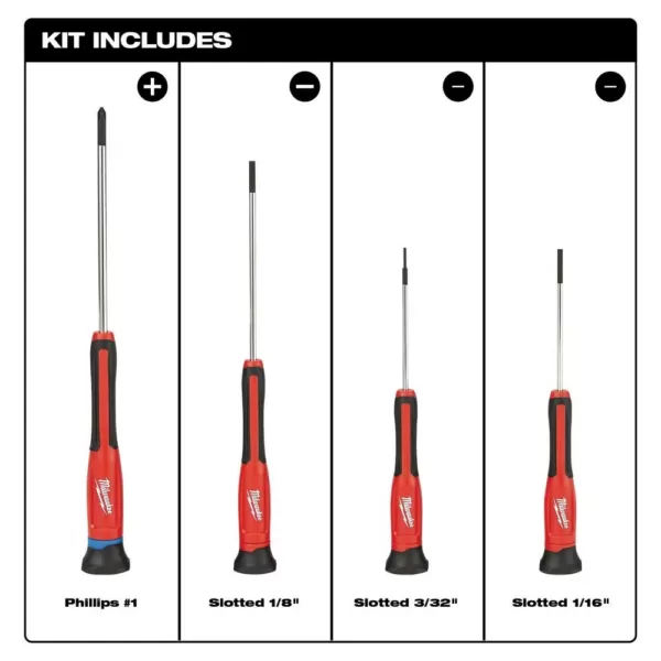 Milwaukee 4-Piece Precision Screwdriver Set