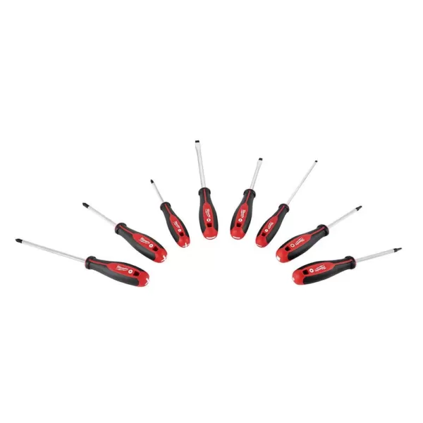 Milwaukee Straight-Cut Offset Aviation Snip (3-Pack) with Screwdriver Set (8-Piece)