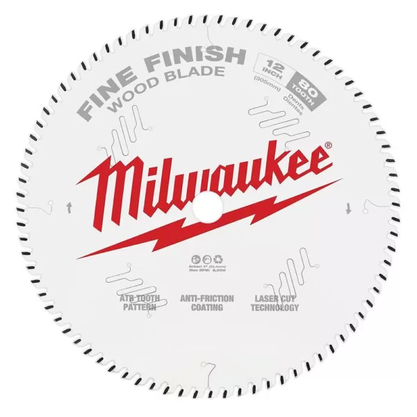 Milwaukee 12 in. x 44-Tooth and 80-Tooth Circular Saw Blade (2-Pack)