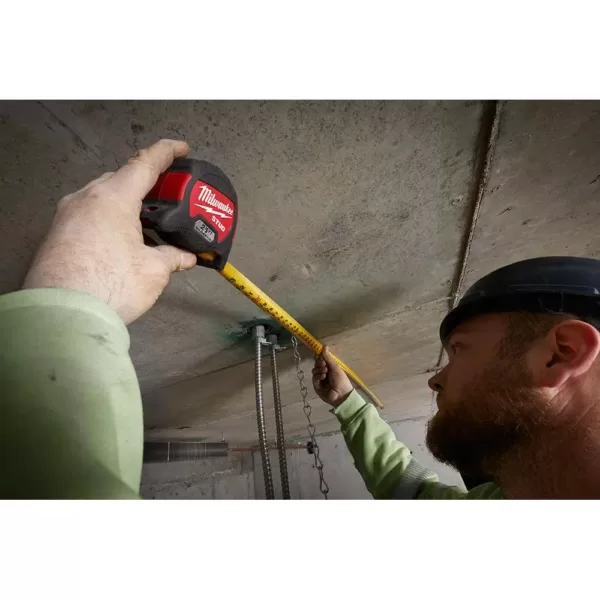 Milwaukee 25 ft. x 1.3 in. Gen II STUD Magnetic Tape Measure with 14 ft. Standout and 4-1/2 in. Trim Square