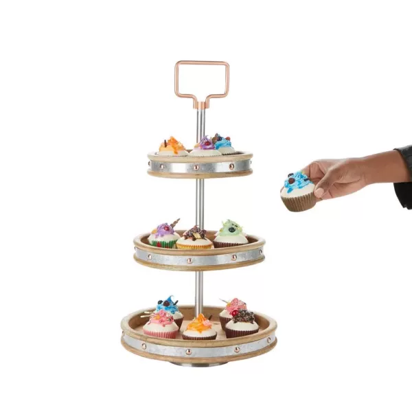 Mind Reader 3-Tier Silver Cake Stand with Handle