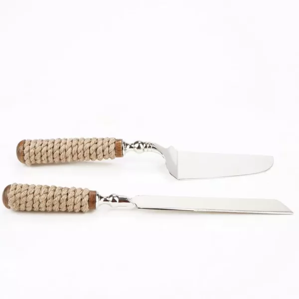 Mind Reader Roped Dessert Knifes 2-Piece Dessert Tool Set Stainless Steel Roped Handle Server