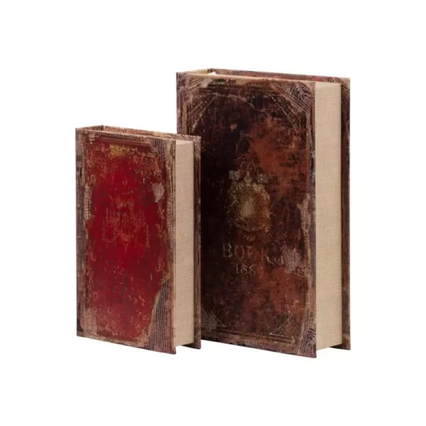 Benjara Antique Distressed Multi-color Wooden Book Boxes