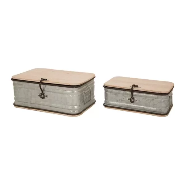 Glitzhome Farmhouse Galvanized Metal Container (Set of 2)