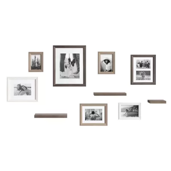 Kate and Laurel Bordeaux Multi/Gray with Shelves Picture Frames (Set of 10)