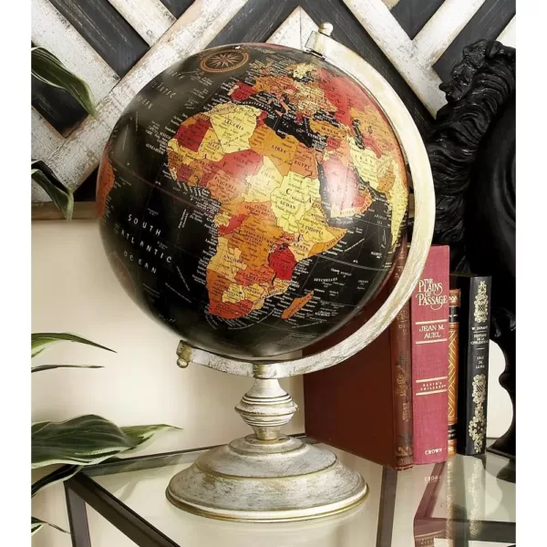 LITTON LANE Nautical Decorative globe with Whitewashed Tiered Base