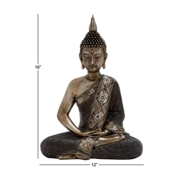 LITTON LANE 16 in. x 12 in. Decorative Sitting Buddha Sculpture in Colored Polystone