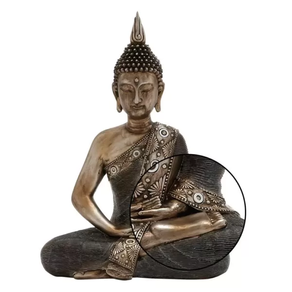 LITTON LANE 16 in. x 12 in. Decorative Sitting Buddha Sculpture in Colored Polystone