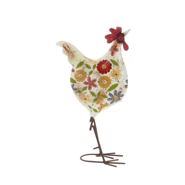 LITTON LANE 10 in. x 17 in. Rustic Iron Chicken Decor in Distressed Iron