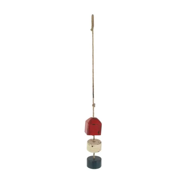 LITTON LANE 46 in. x 4 in. Nautical Rope Float in Distressed Blue, Red and White