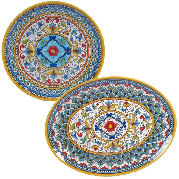 Certified International Portofino 2-Piece Seasonal Multicolored Melamine 14 and 18 in. Platter Set