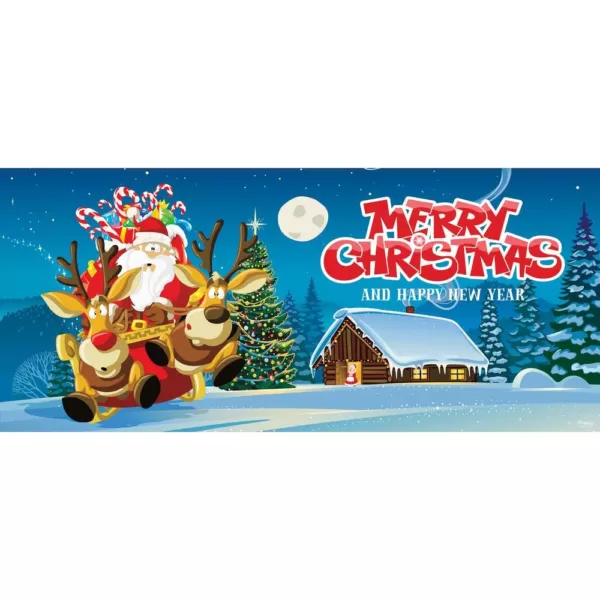 My Door Decor 7 ft. x 16 ft. Santa's Take off Christmas Garage Door Decor Mural for Double Car Garage