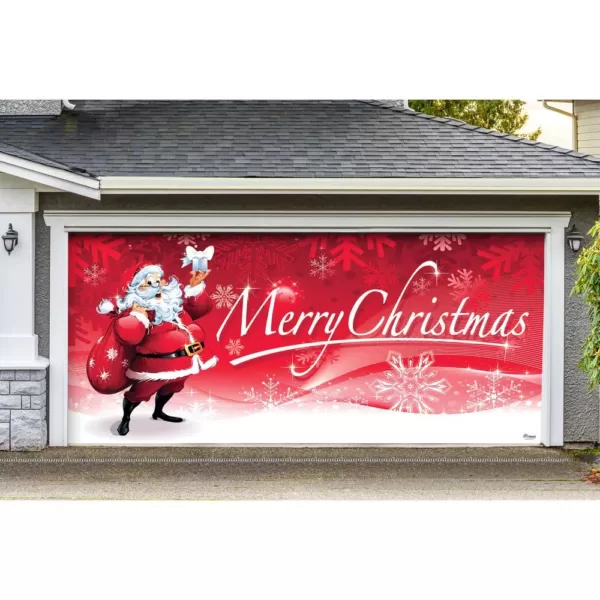 My Door Decor 7 ft. x 16 ft. Santa's Merry Christmas Garage Door Decor Mural for Double Car Garage