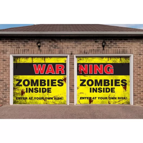 My Door Decor 7 ft. x 8 ft. Zombies Inside Halloween Garage Door Decor Mural for Split Car Garage