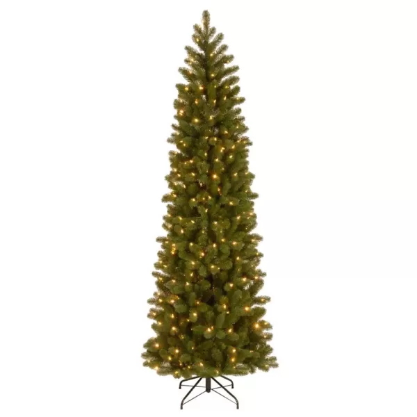 National Tree Company 7-1/2 ft. Feel Real Down Swept Douglas Fir Pencil Slim Hinged Artificial Christmas Tree with 350 Clear Lights