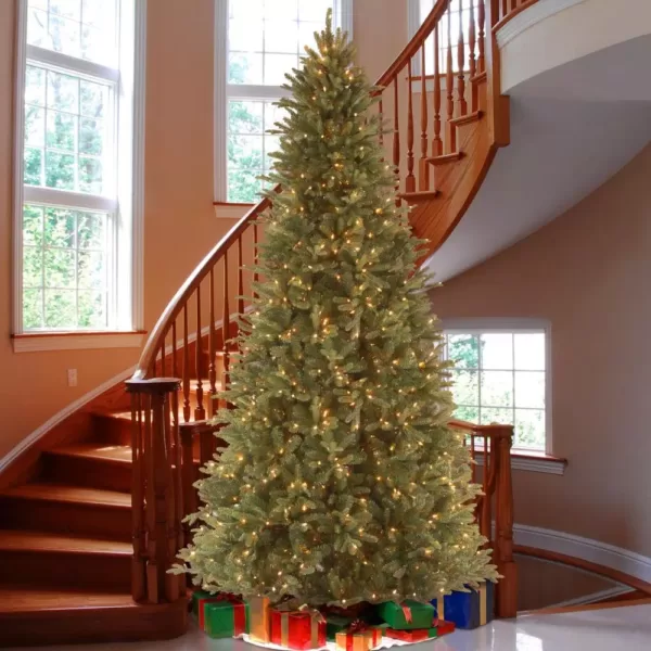 National Tree Company 9 ft. Feel Real Tiffany Fir Slim Hinged Artificial Christmas Tree with 800 Clear Lights