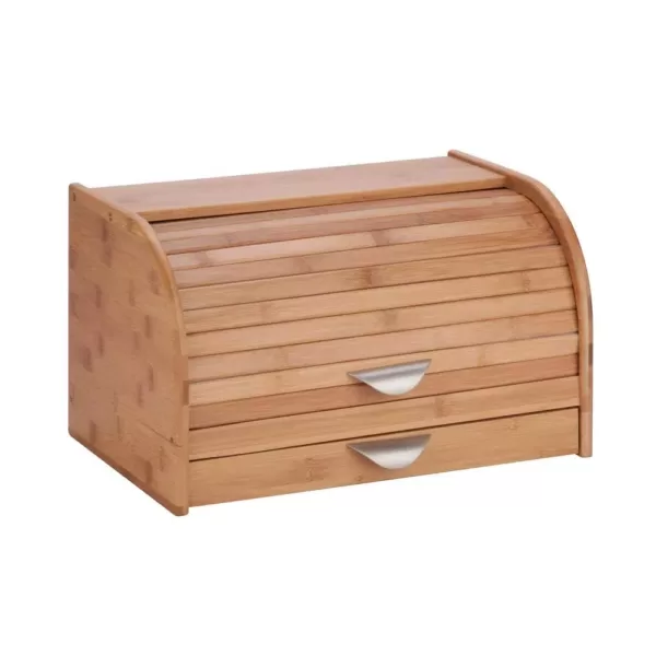 Honey-Can-Do Bamboo Bread Box with Pull-Out Drawer and Cutting Board