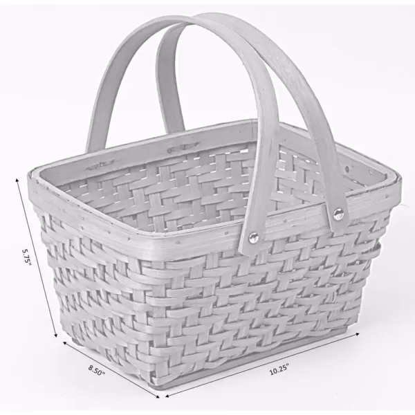 Vintiquewise 10.2 in. x 7.7 in. x 5.5 in. Wood Chip Rectangular Picnic Basket