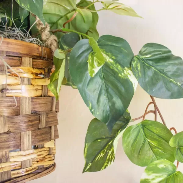 Nearly Natural Pothos Hanging Basket Silk Plant