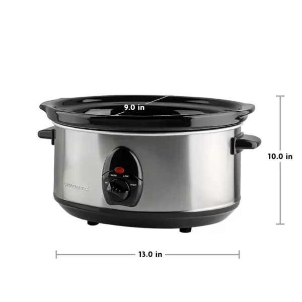 Ovente 3.7 Qt. Stainless Steel Electric Slow Cooker with Heat-Tempered Glass Lid, Adjustable Temperature Control, (SLO35ABR)