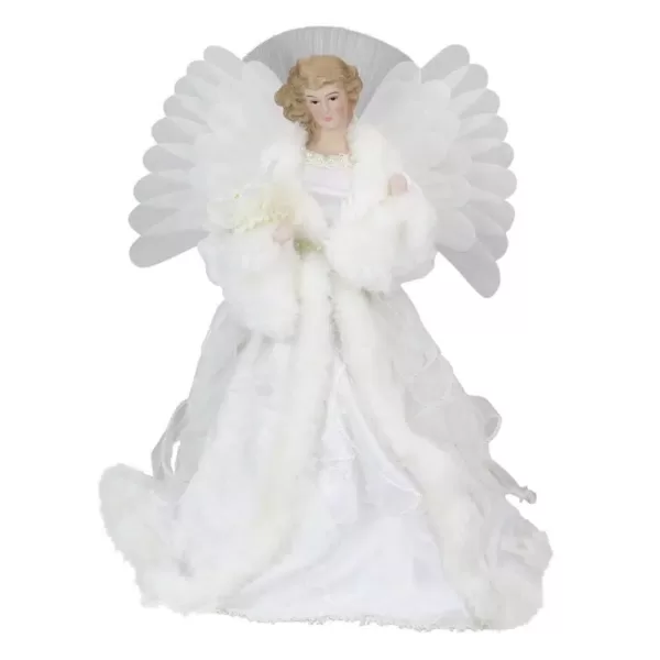 Northlight 13 in. Lighted B/O Fiber Optic Angel with White Gown Christmas Tree Topper