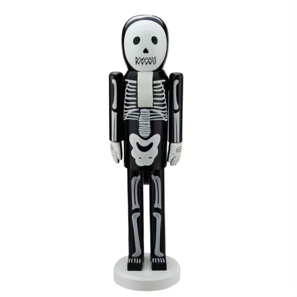 Northlight 14 in. Black and White Skeleton Wooden Halloween Nutcracker