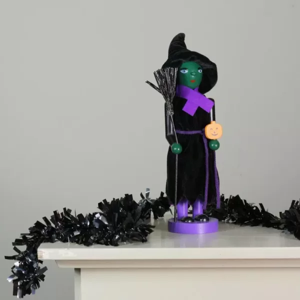 Northlight 14 in. Green Witch Wooden Halloween Nutcracker