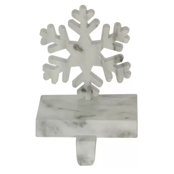 Northlight 7.25 in. Black and White Marbled Snowflake Christmas Stocking Holder