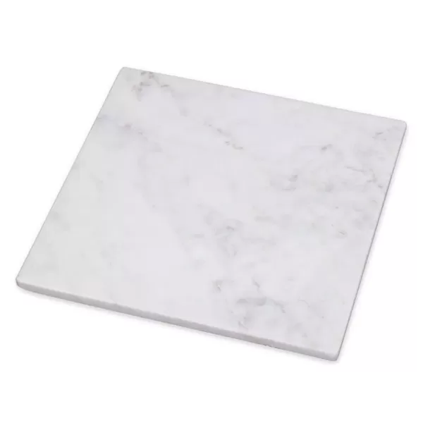 Creative Home Genuine 8 in. x 8 in. Off-White Natural Marble Square Trivet, Cheese Serving Board Platter for Fine Dinning Catering