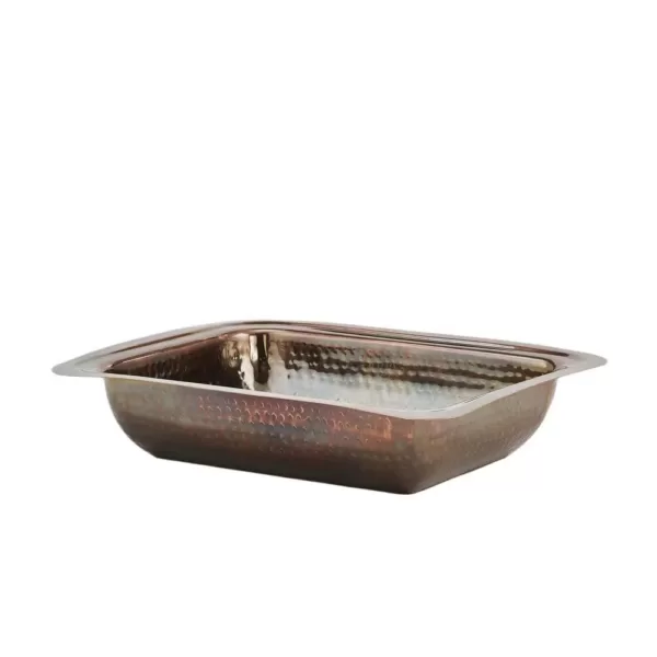 Old Dutch 15 in. x 12 in. x 15 in. 4 Qt. Rectangular Antique Copper Hammered Chafing Dish