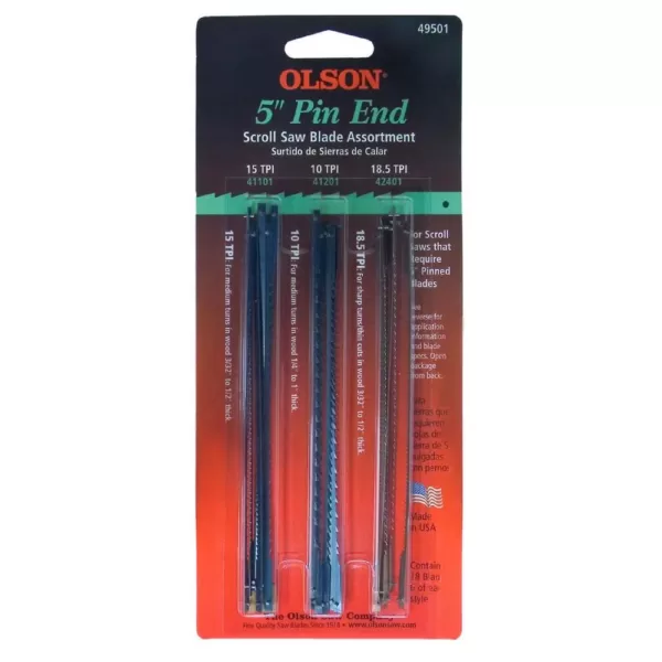 Olson Saw Copy 1 5 in. L Plain End Scroll Saw Blade Assortment with 6 each FR44300, FR44600 and FR44800