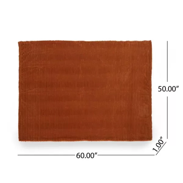 Noble House Cascara Orange Corduroy Plush Throw Blanket