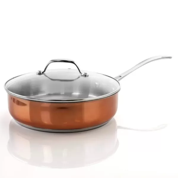 Oster Carabello 3.5 qt. Stainless Steel Nonstick Saute Pan in Copper with Glass Lid