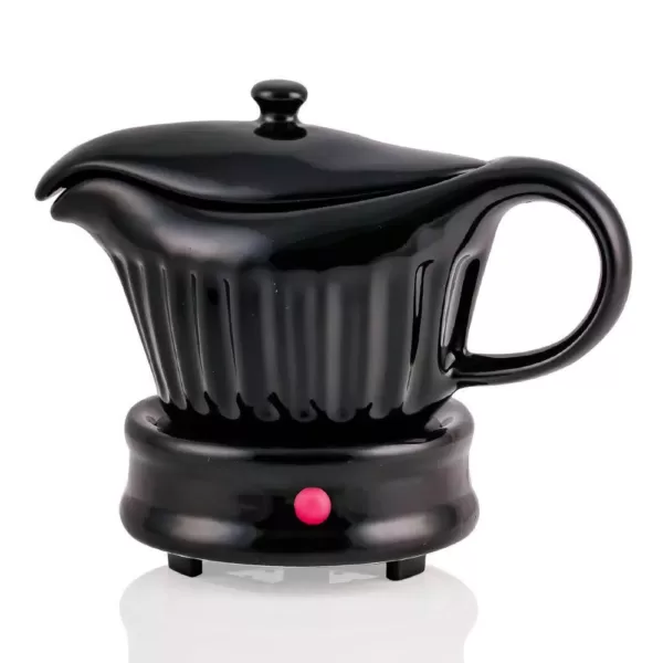 Ovente 13.5 oz. Black Electric Gravy Warmer With Detachable Gravy Boat (FW024589B)